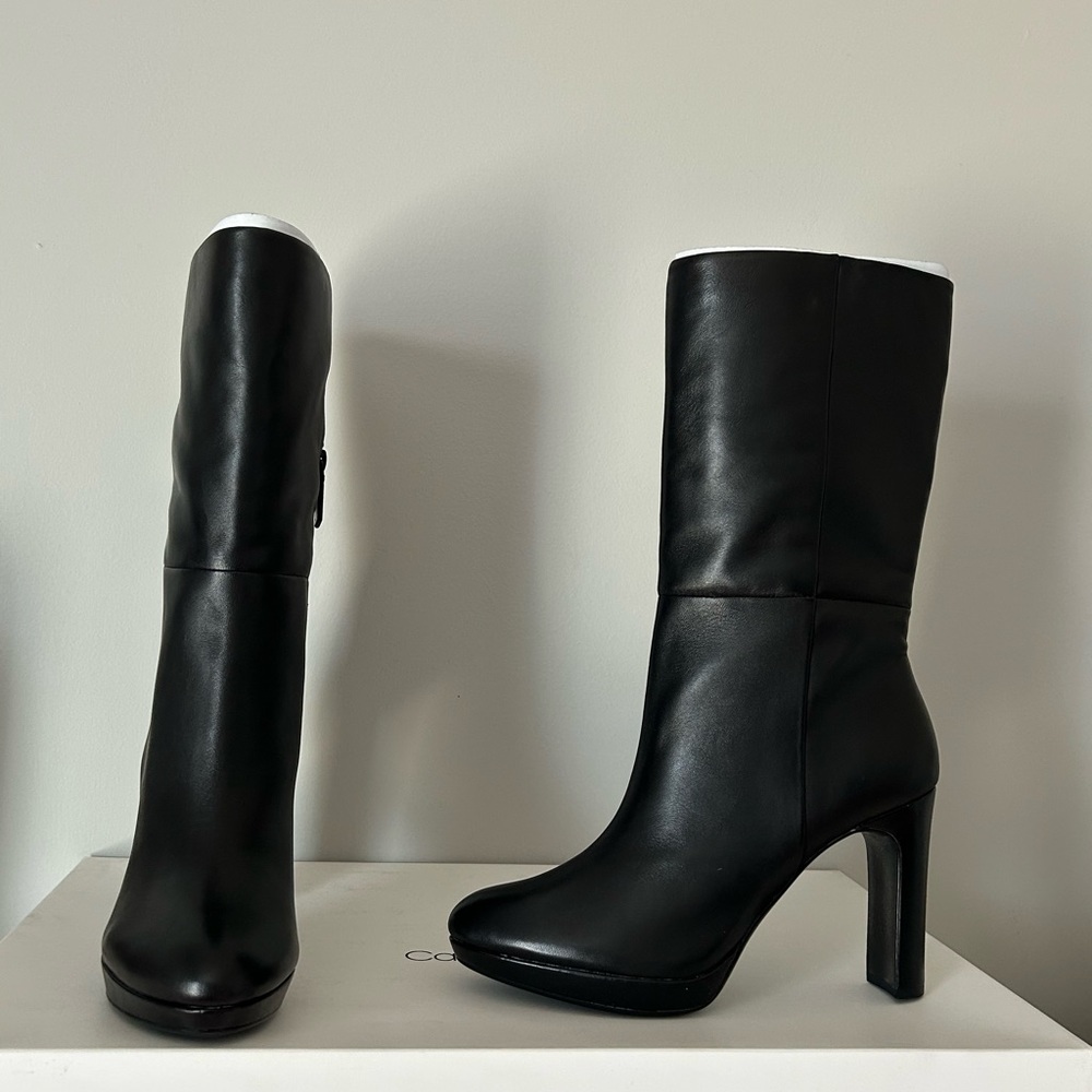 Calvin Klein Black Heeled Boots with Platform Sole